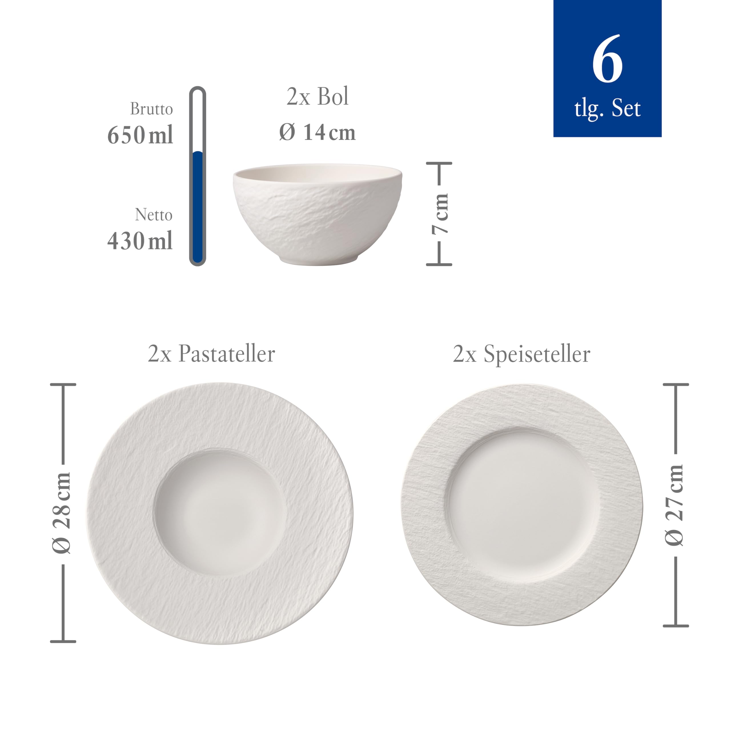Amazon.com | Villeroy & Boch Manufacture Rock Blanc Starter Set 6